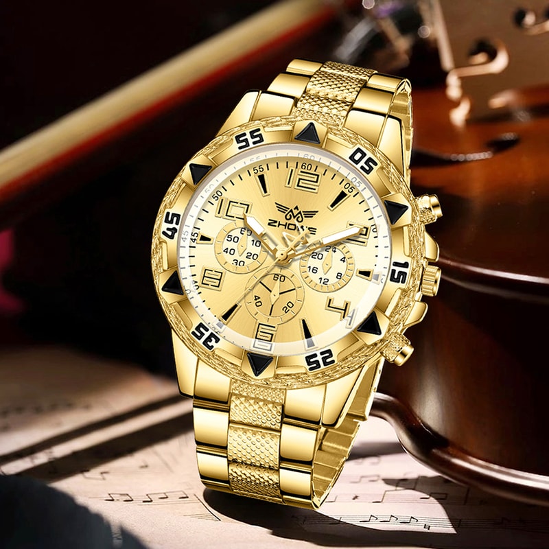 Mens Fashion Quartz Watch Set with Digital Scale Dial Perfect for Daily Wear