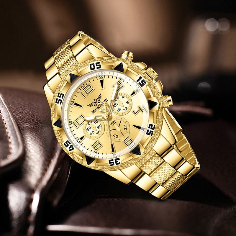 Mens Fashion Quartz Watch Set with Digital Scale Dial Perfect for Daily Wear