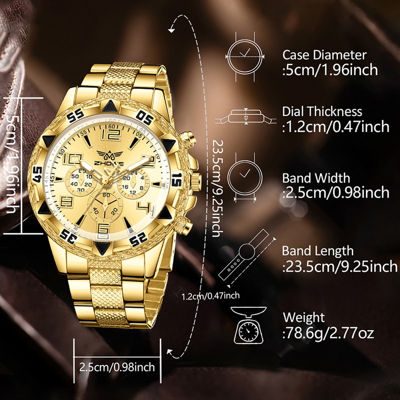Mens Fashion Quartz Watch Set with Digital Scale Dial Perfect for Daily Wear