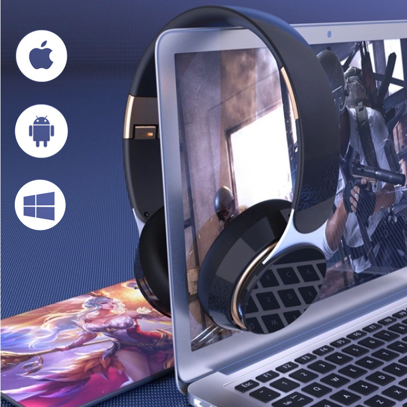 Wireless Bluetooth Headset Foldable NoiseCanceling Sports Earphones With HD Mic Gaming Bass 4