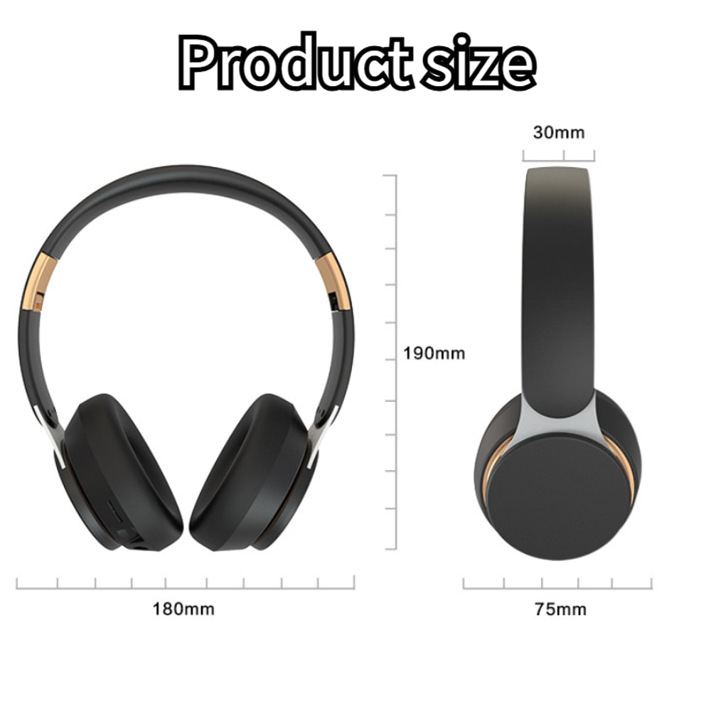 Wireless Bluetooth Headset Foldable NoiseCanceling Sports Earphones With HD Mic Gaming Bass 5