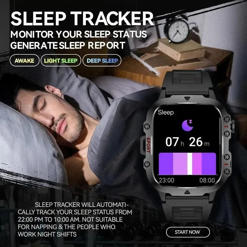 Rugged Military Smart Watch For Men Outdoor Bluetooth Call HD Touch Screen Smartwatch 4