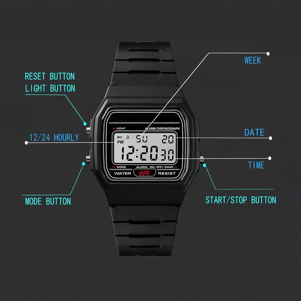 LED Digital Sports Watch For Men And Women Multifunctional Outdoor Leisure Watch With Date Time And 5