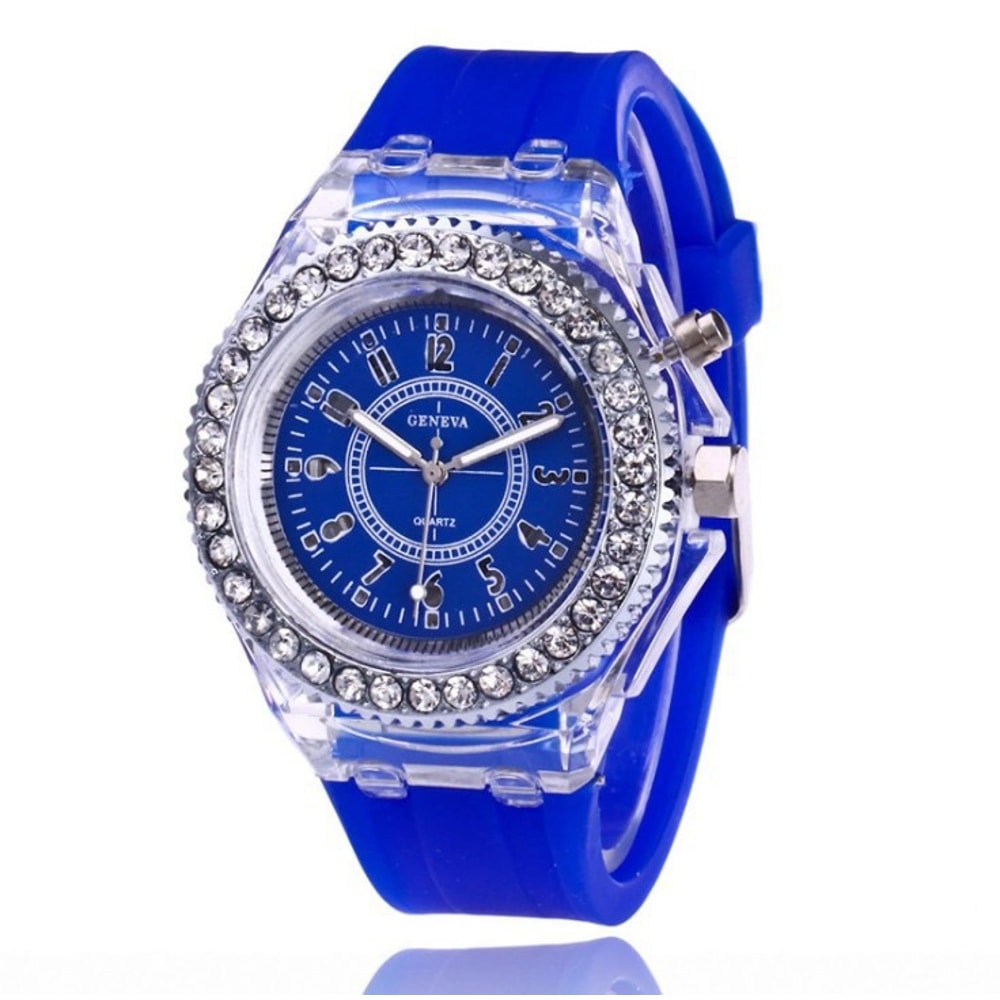 LED Luminous Silicone Watch For Kids Adults Fashion Rhinestone Clock With Flashing Lights 6