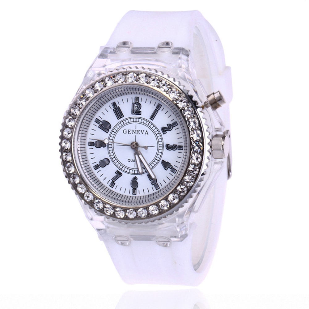LED Luminous Silicone Watch For Kids Adults Fashion Rhinestone Clock With Flashing Lights 9