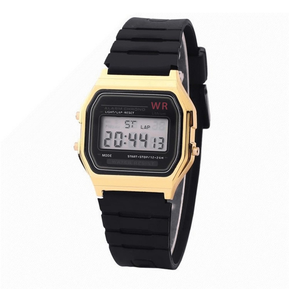 Fashionable Rose Gold LED Digital Watch For Women And Men Sporty Rubber Strap Wristwatch 1