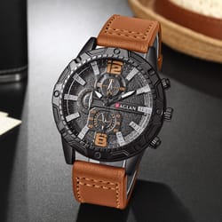 stylish men's leather strap watch fashion wristwatch with timeless design