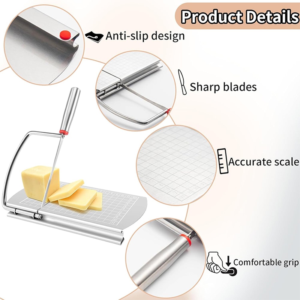 Multipurpose Cheese Slicer Cutter With Grid Scale Stainless Steel Cheese Board For Block Cheese Bu 1