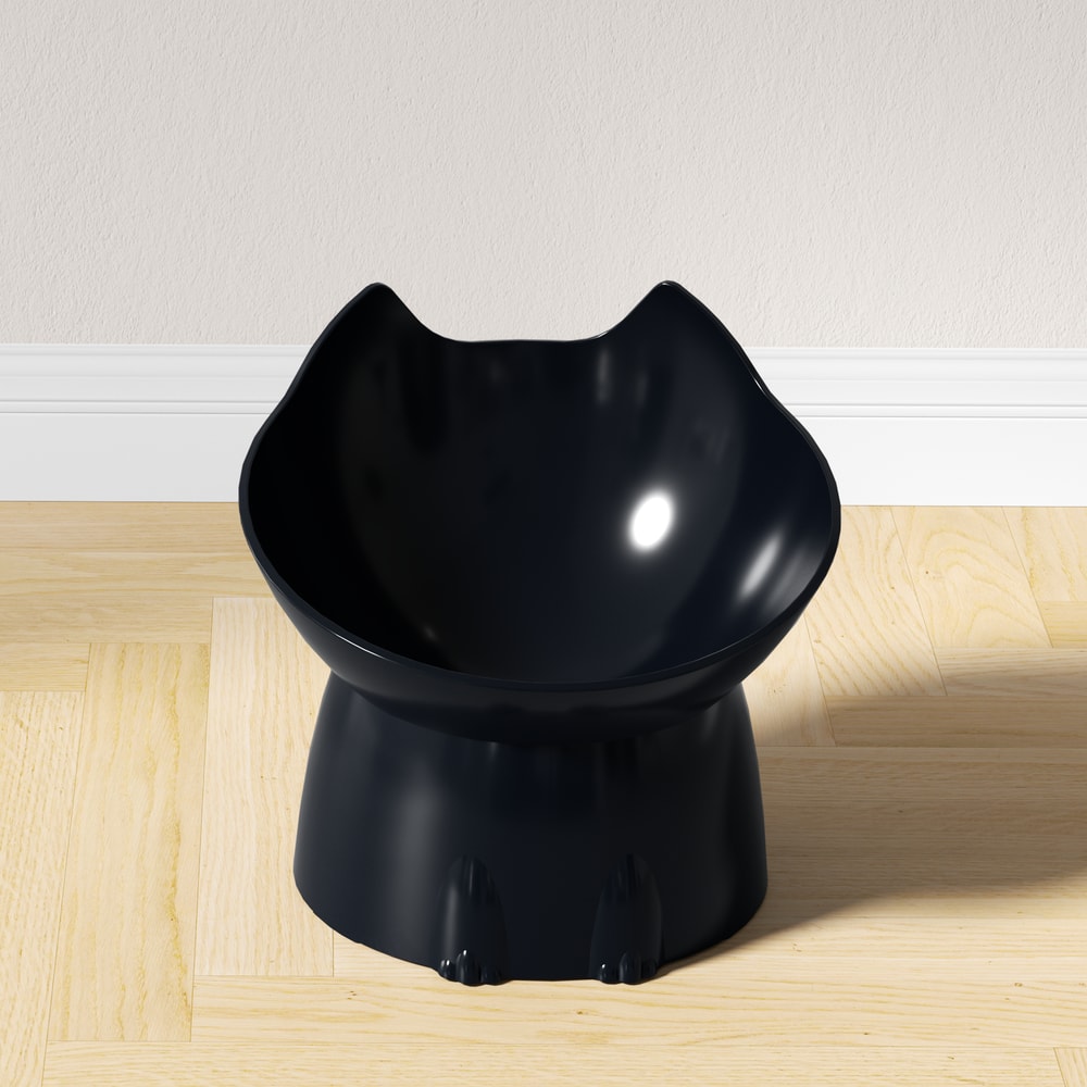 Elevated Cat Bowl AntiTip Plastic Raised Pet Feeding Dish With Tilted Edge For Neck Protection 4