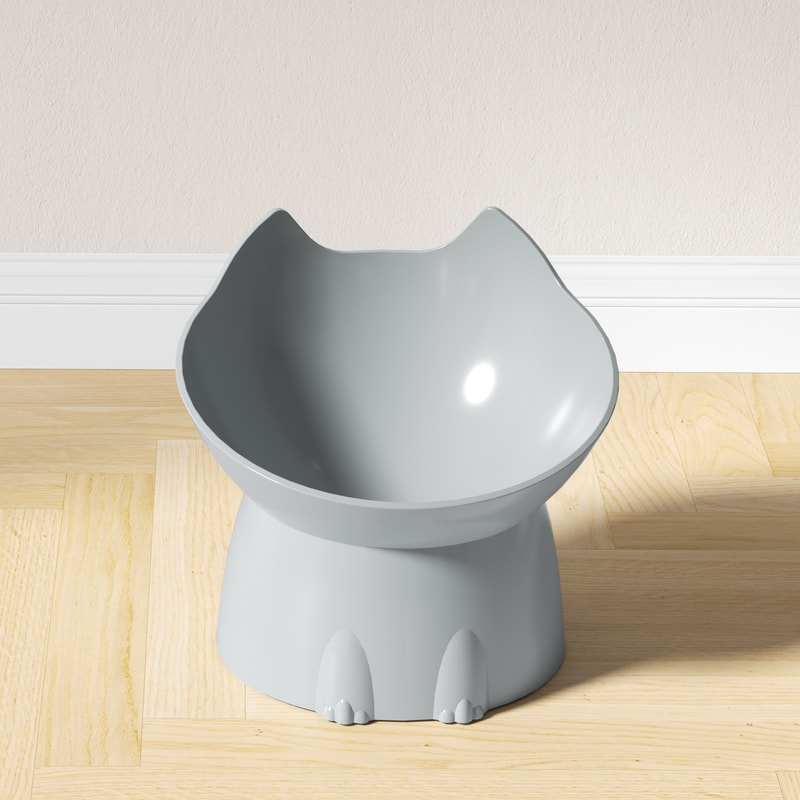 Elevated Cat Bowl AntiTip Plastic Raised Pet Feeding Dish With Tilted Edge For Neck Protection 7