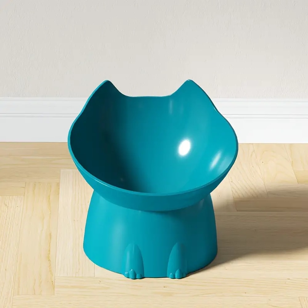 Elevated Cat Bowl AntiTip Plastic Raised Pet Feeding Dish With Tilted Edge For Neck Protection 8
