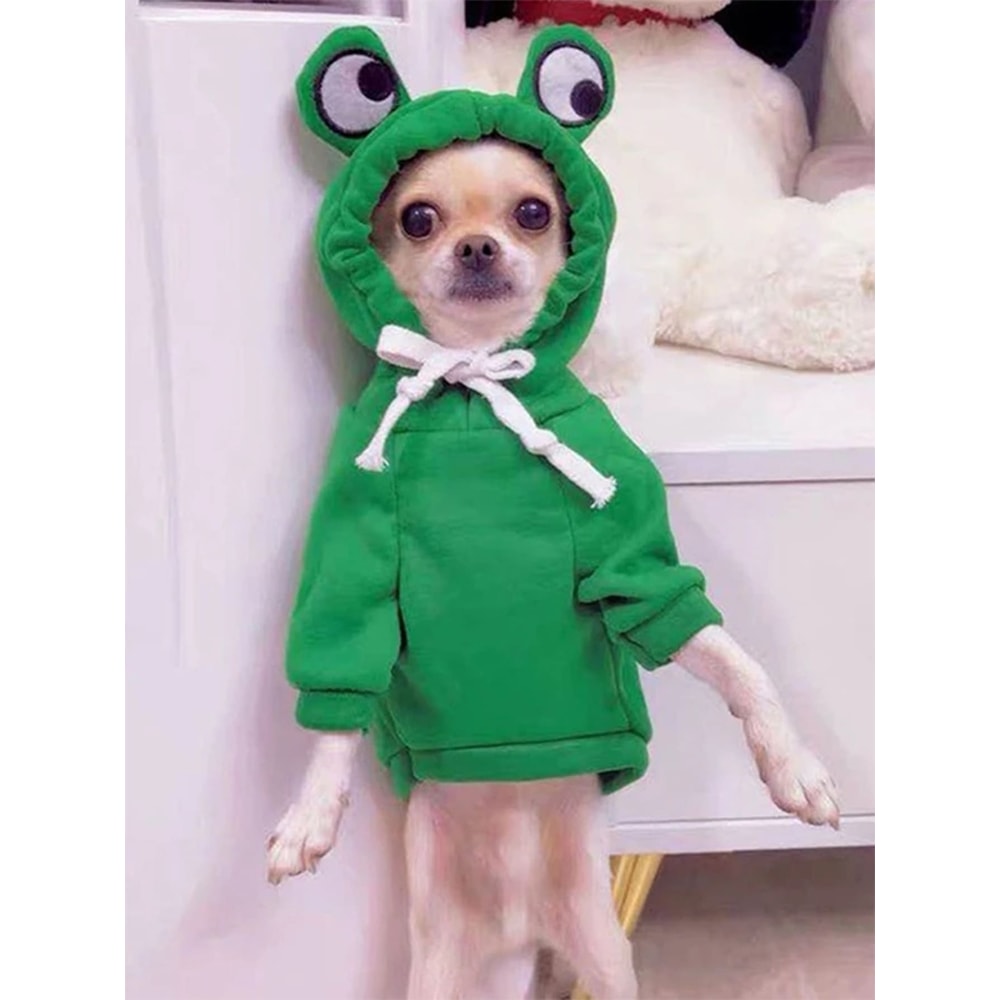 Cozy Frog Hoodie For Small Medium Dogs Fun Stylish Pet Sweater 3