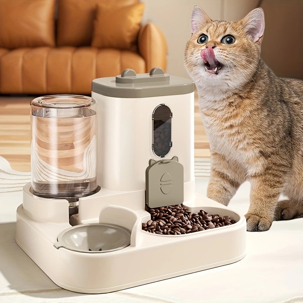Automatic Pet Feeder With Water Dispenser Large Capacity Dog Cat Food Bowl 0