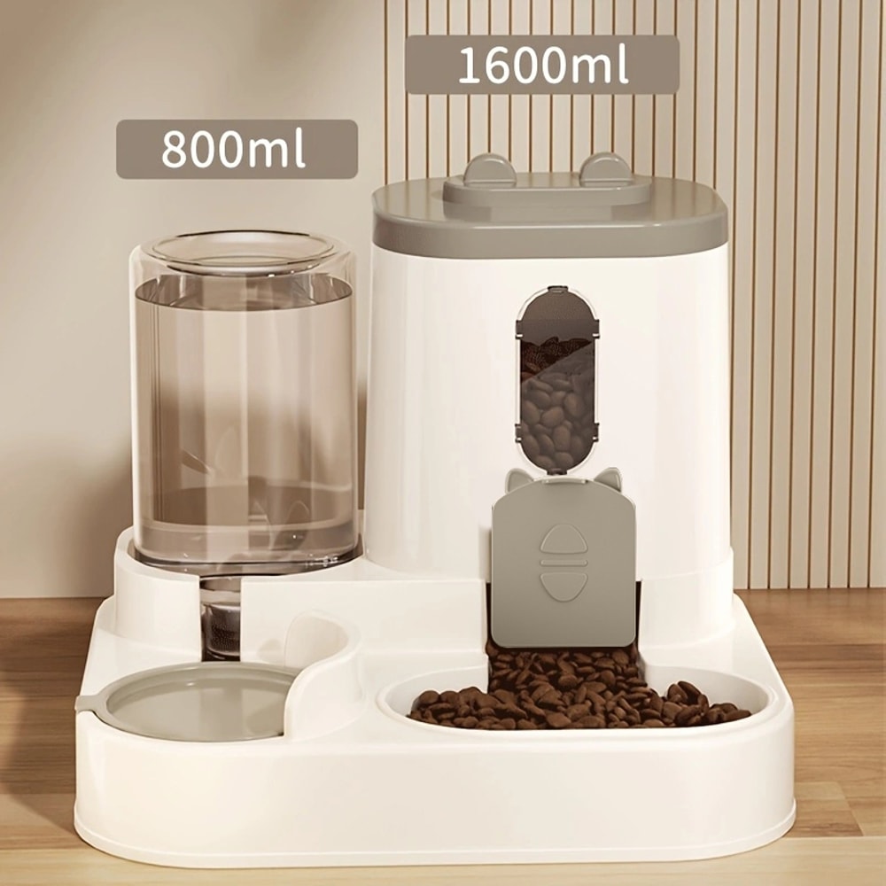 Automatic Pet Feeder With Water Dispenser Large Capacity Dog Cat Food Bowl 2