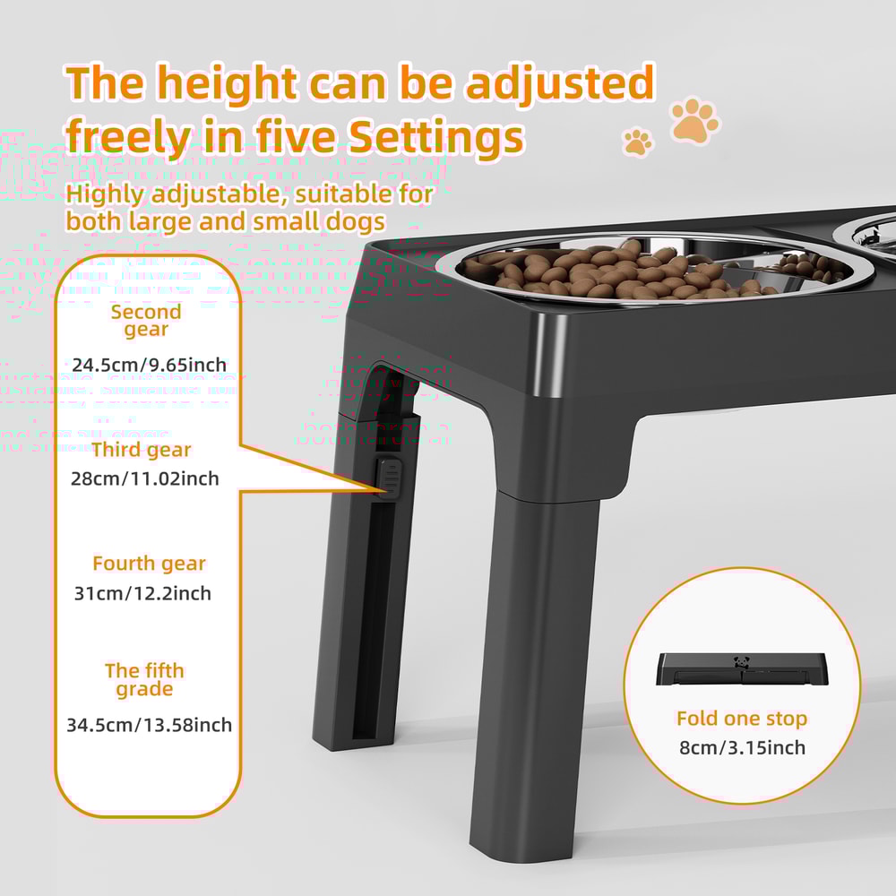 Elevated NonSlip Dog Bowls With Foldable Stand Stainless Steel Bowls 3
