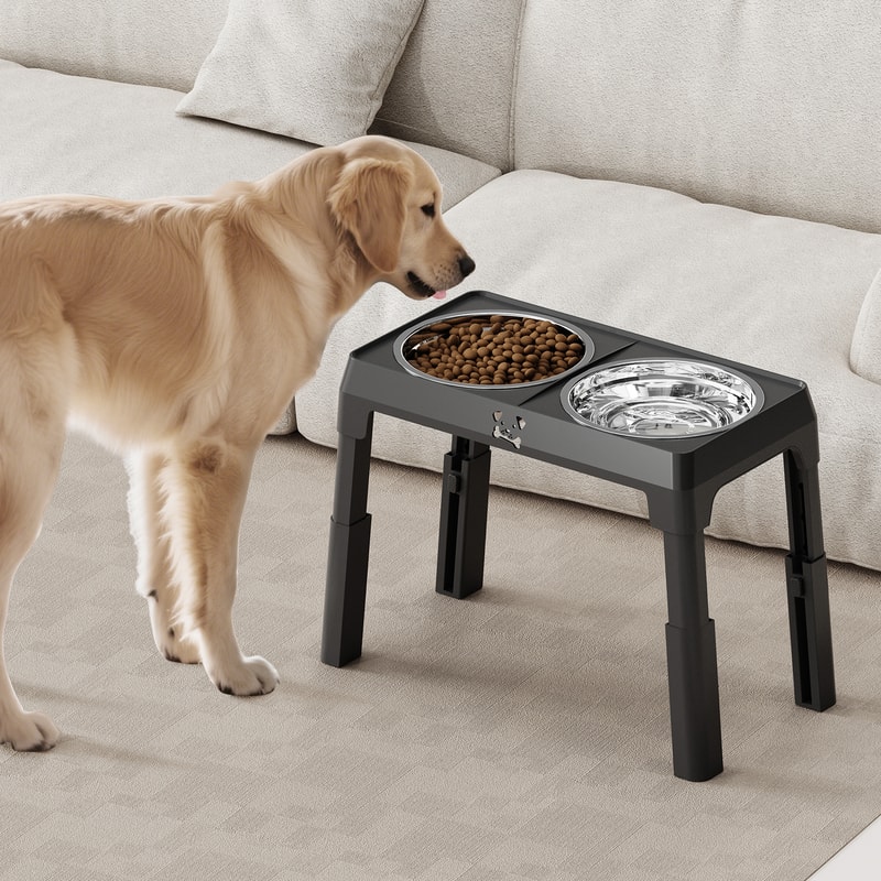 Elevated NonSlip Dog Bowls With Foldable Stand Stainless Steel Bowls 1