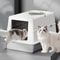 Fully Enclosed FlipTop Cat Litter Box HighSided SplashProof LitterTracking Preventive Design 0