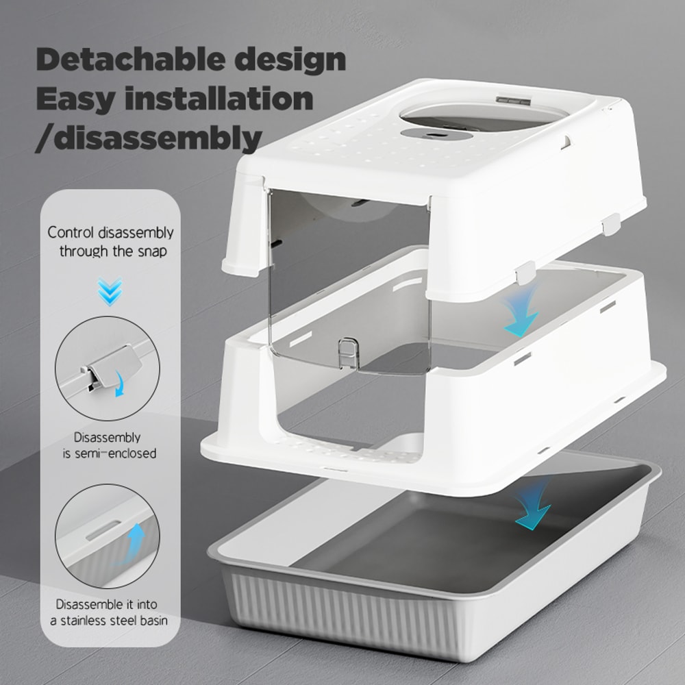 Fully Enclosed FlipTop Cat Litter Box HighSided SplashProof LitterTracking Preventive Design 3