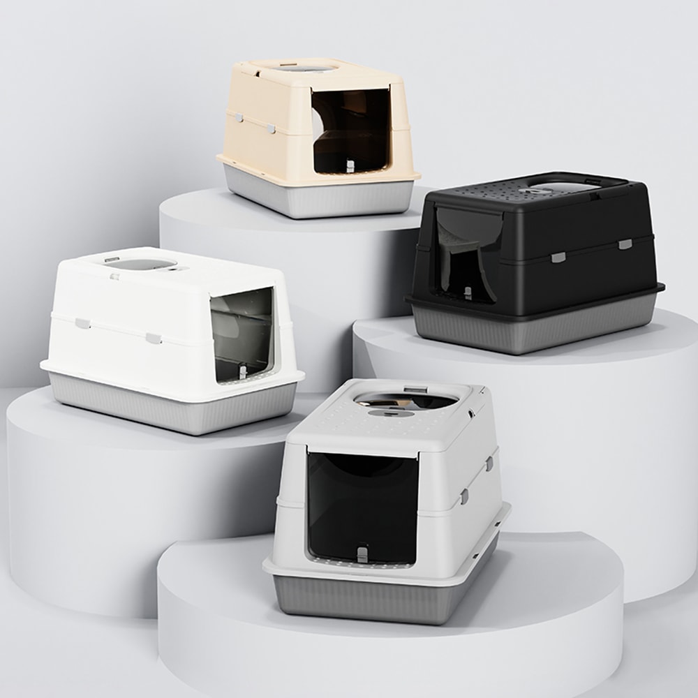 Fully Enclosed FlipTop Cat Litter Box HighSided SplashProof LitterTracking Preventive Design 4