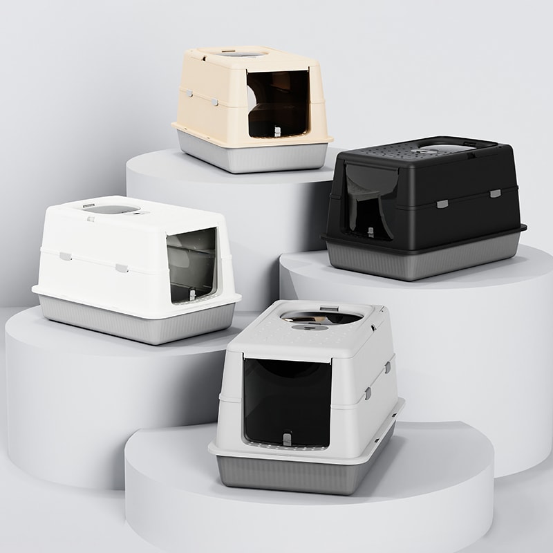 Fully Enclosed FlipTop Cat Litter Box HighSided SplashProof LitterTracking Preventive Design 4