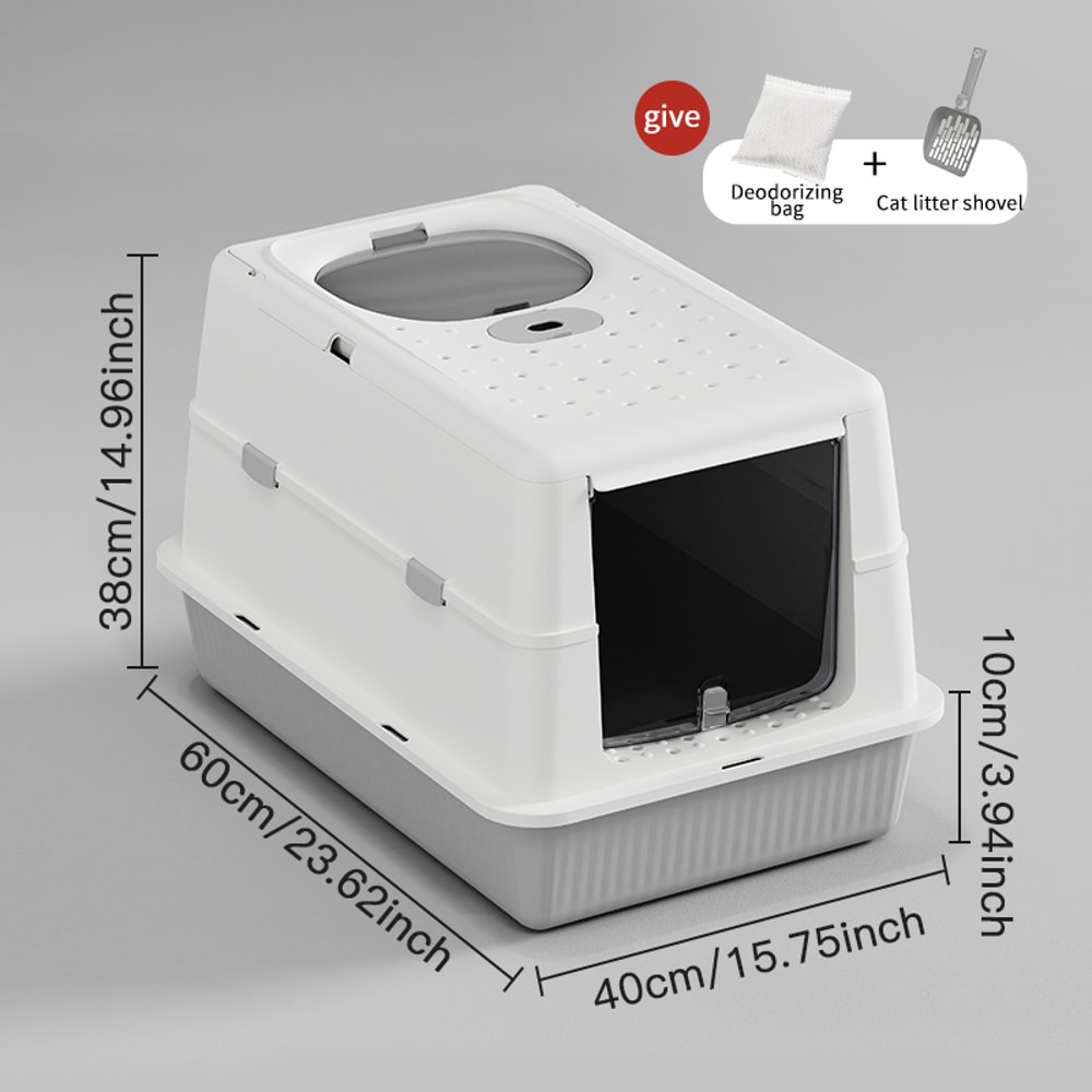 Fully Enclosed FlipTop Cat Litter Box HighSided SplashProof LitterTracking Preventive Design 6