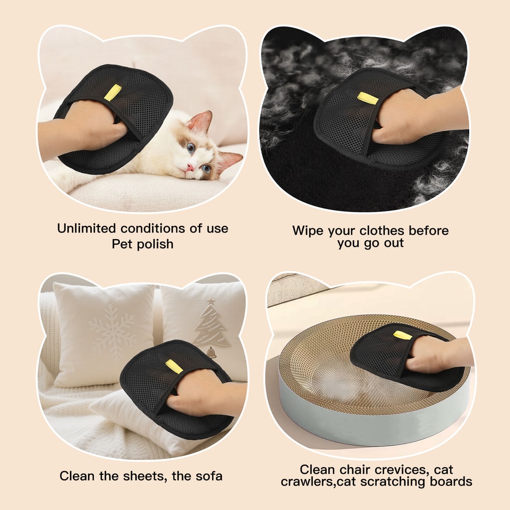 Reusable Pet Hair Removal Gloves DoubleSided Grooming Gloves For Effortless Fur Removal From Pets A 3