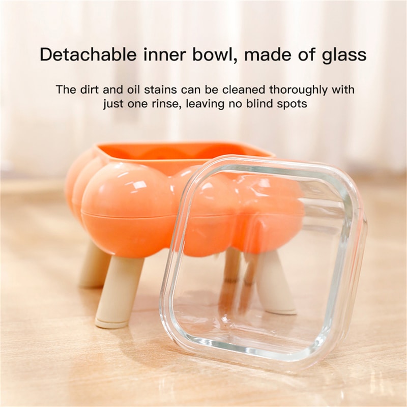 Elevated Cat Feeding Bowl Glass HighLegged Easy To Clean 4