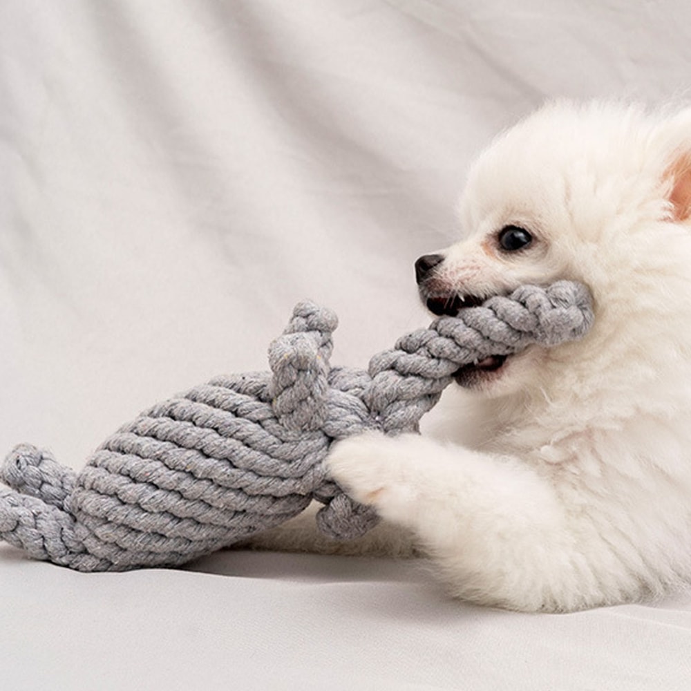 Durable Cotton Rope Dog Toy Hand-Woven Knot Grinding Teeth Resistant for Small and Medium-Sized Dogs