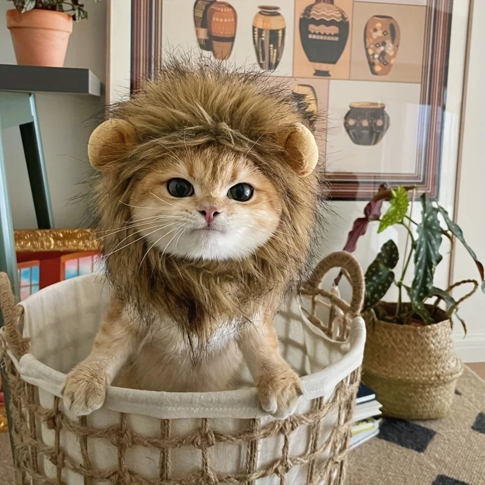 Adjustable Cat and Dog Lion Mane Hairpiece for Humorous Dress-up Play