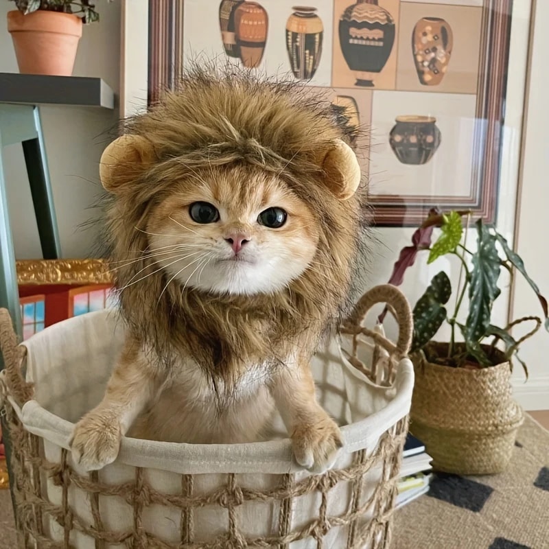 Adjustable Cat and Dog Lion Mane Hairpiece for Humorous Dress-up Play