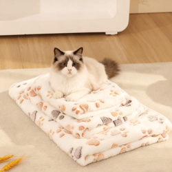 winter soft coral fleece blanket with cute dog paw print cozy pet mat for warmth and comfort