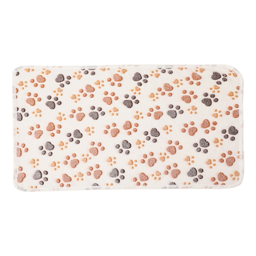 Winter Soft Coral Fleece Blanket with Cute Dog Paw Print Cozy Pet Mat for Warmth and Comfort