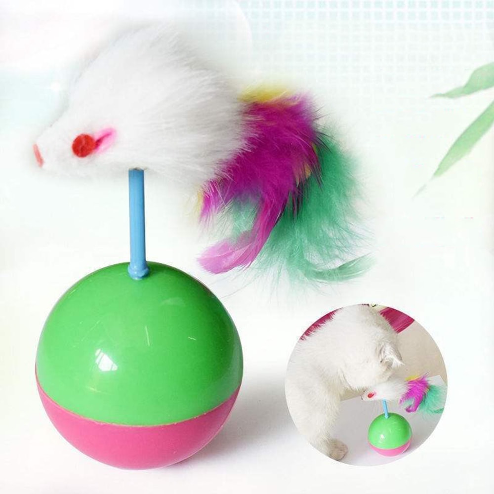 Interactive Plush Mouse Tumbler Ball for Cats Fun Sound Toy, Pet Educational Activity