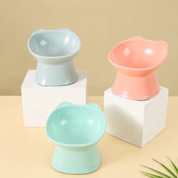 anti-tip cat bowl with double ears and high legs