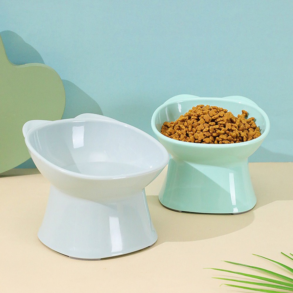 Anti-Tip Cat Bowl with Double Ears and High Legs