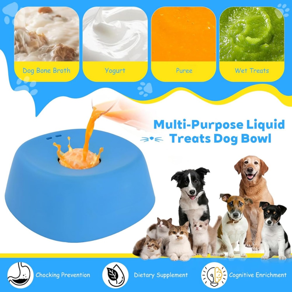Anti-Choking Slow Feeder Dog Bowl Non-Slip Lick Toy for Liquid Treats & Bone Broth