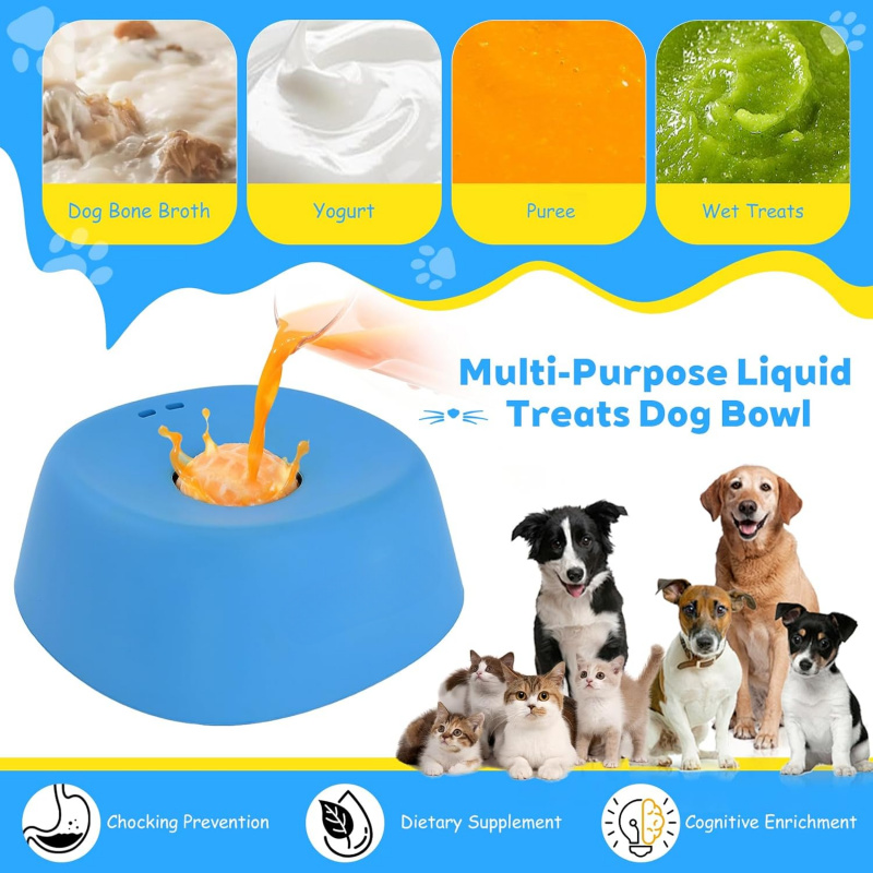 Anti-Choking Slow Feeder Dog Bowl Non-Slip Lick Toy for Liquid Treats & Bone Broth