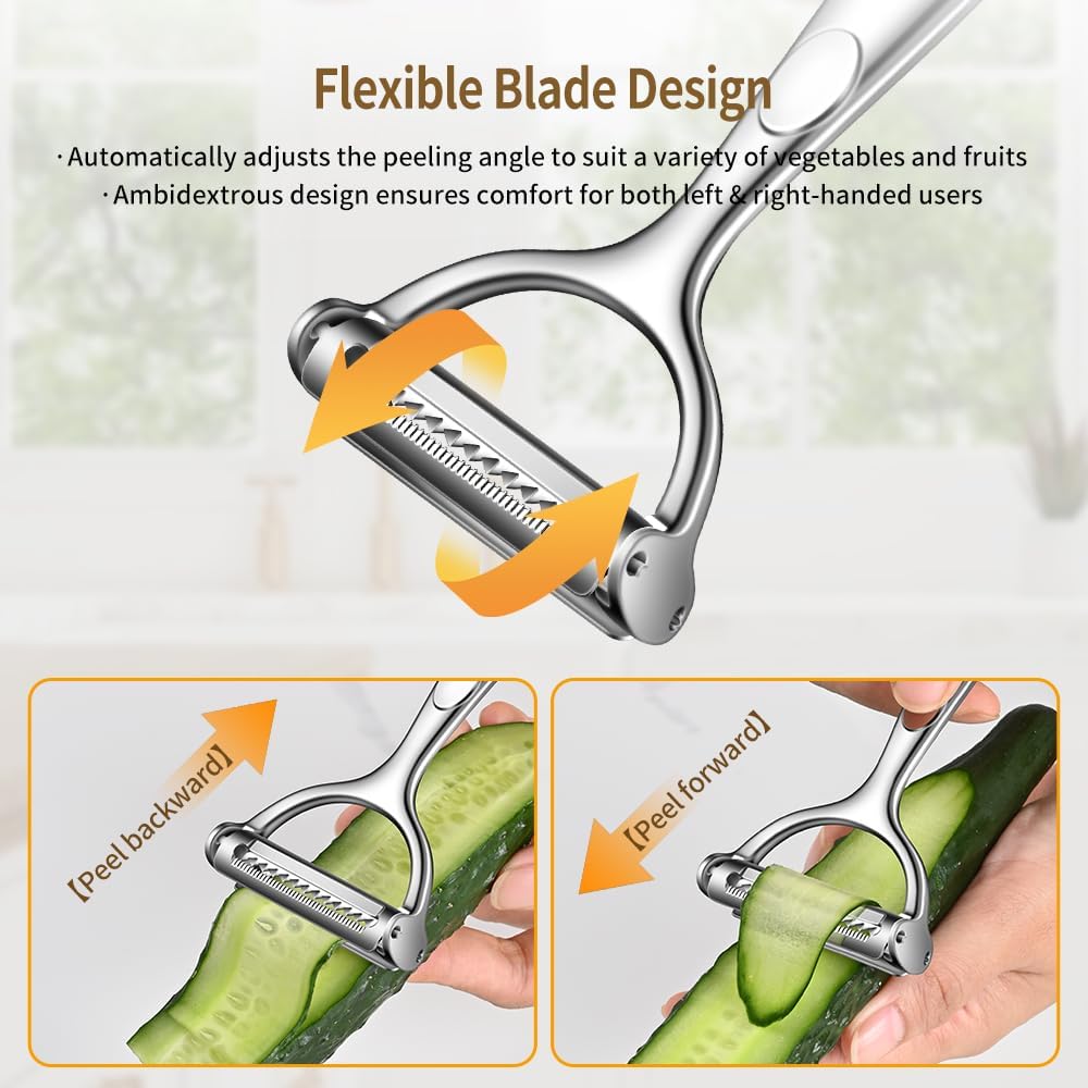 Stainless Steel Vegetable Peeler with Non-Slip Handle Heavy Duty Kitchen Utensil for Effortless Peeling
