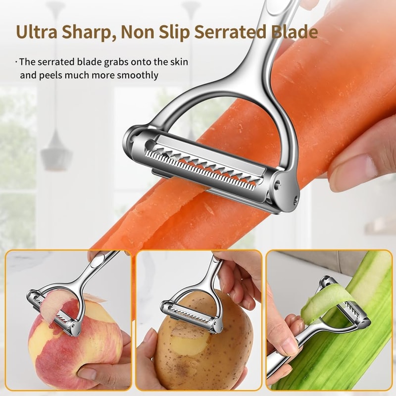 Stainless Steel Vegetable Peeler with Non-Slip Handle Heavy Duty Kitchen Utensil for Effortless Peeling