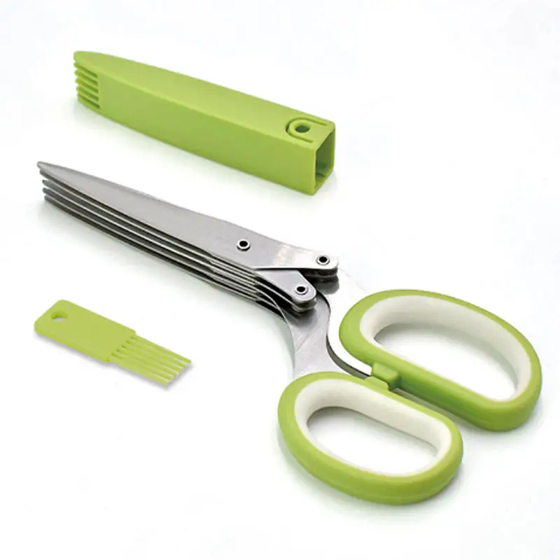 MultiBlade Kitchen Scissors ExtraLarge Stainless Steel FiveBlade Vegetable Scissors With Onion Flow 1