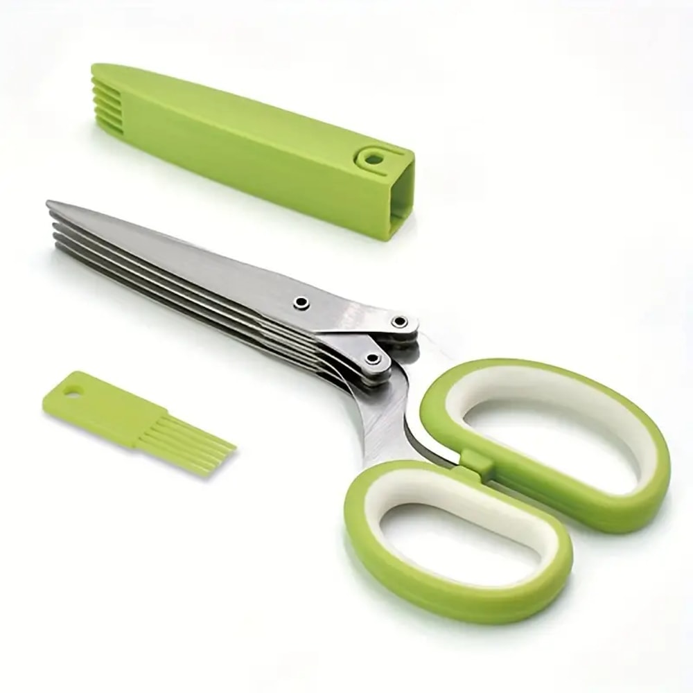 MultiBlade Kitchen Scissors ExtraLarge Stainless Steel FiveBlade Vegetable Scissors With Onion Flow 5