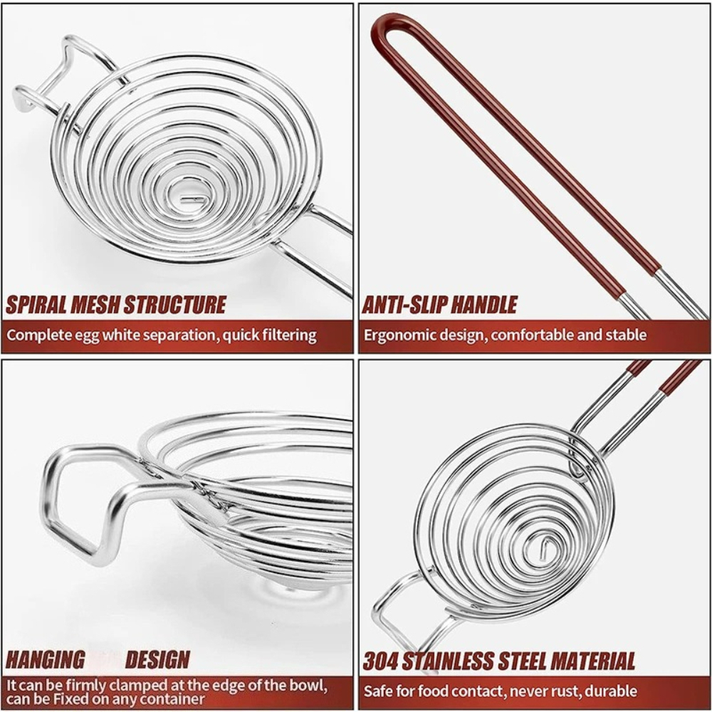 Stainless Steel Egg Separator Efficient Yolk and White Divider for Baking & Cooking