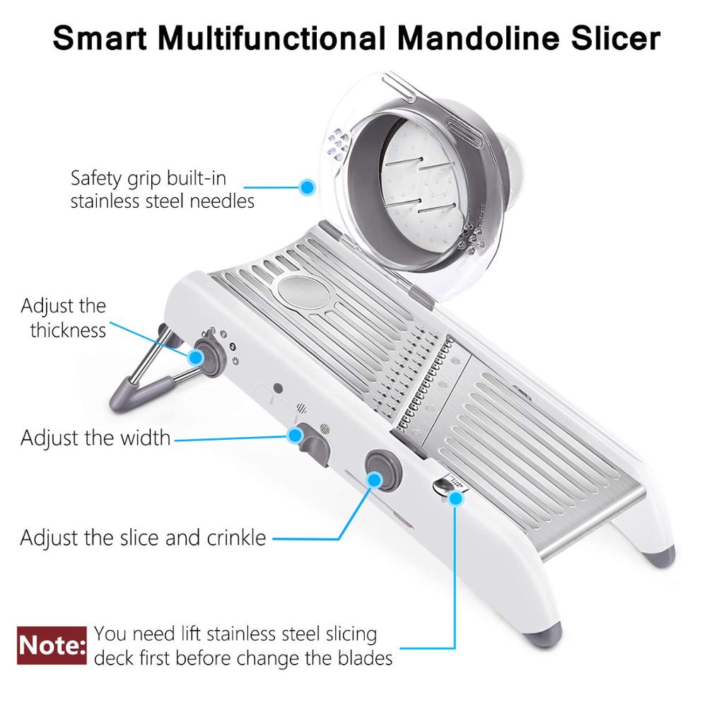 Adjustable Mandoline Slicer, Stainless Steel Vegetable Grater and Potato Cutter for Effortless Food Prep