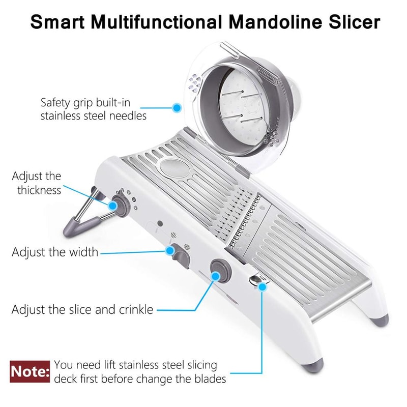 Adjustable Mandoline Slicer, Stainless Steel Vegetable Grater and Potato Cutter for Effortless Food Prep