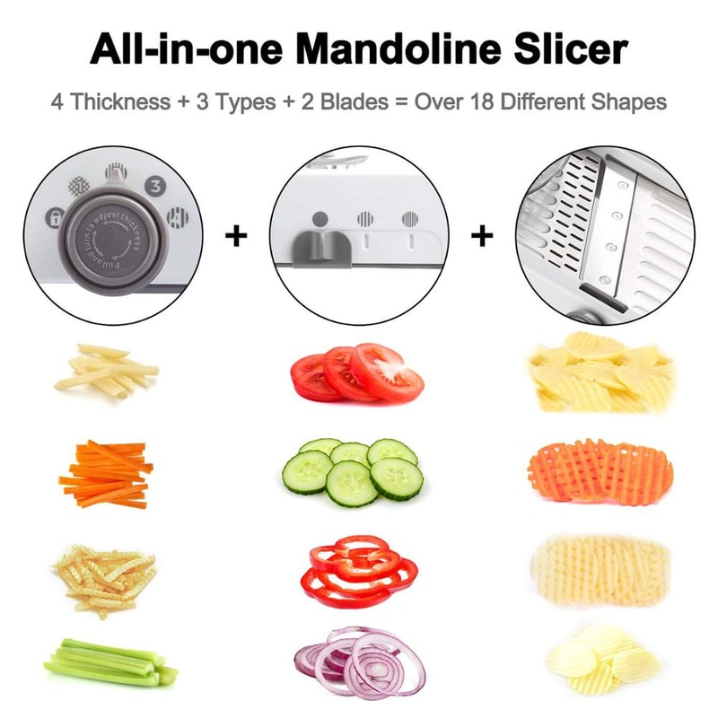 Adjustable Mandoline Slicer, Stainless Steel Vegetable Grater and Potato Cutter for Effortless Food Prep