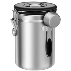 stainless steel coffee canister for ground coffee with scoop airtight storage for beans, sugar, tea, and more
