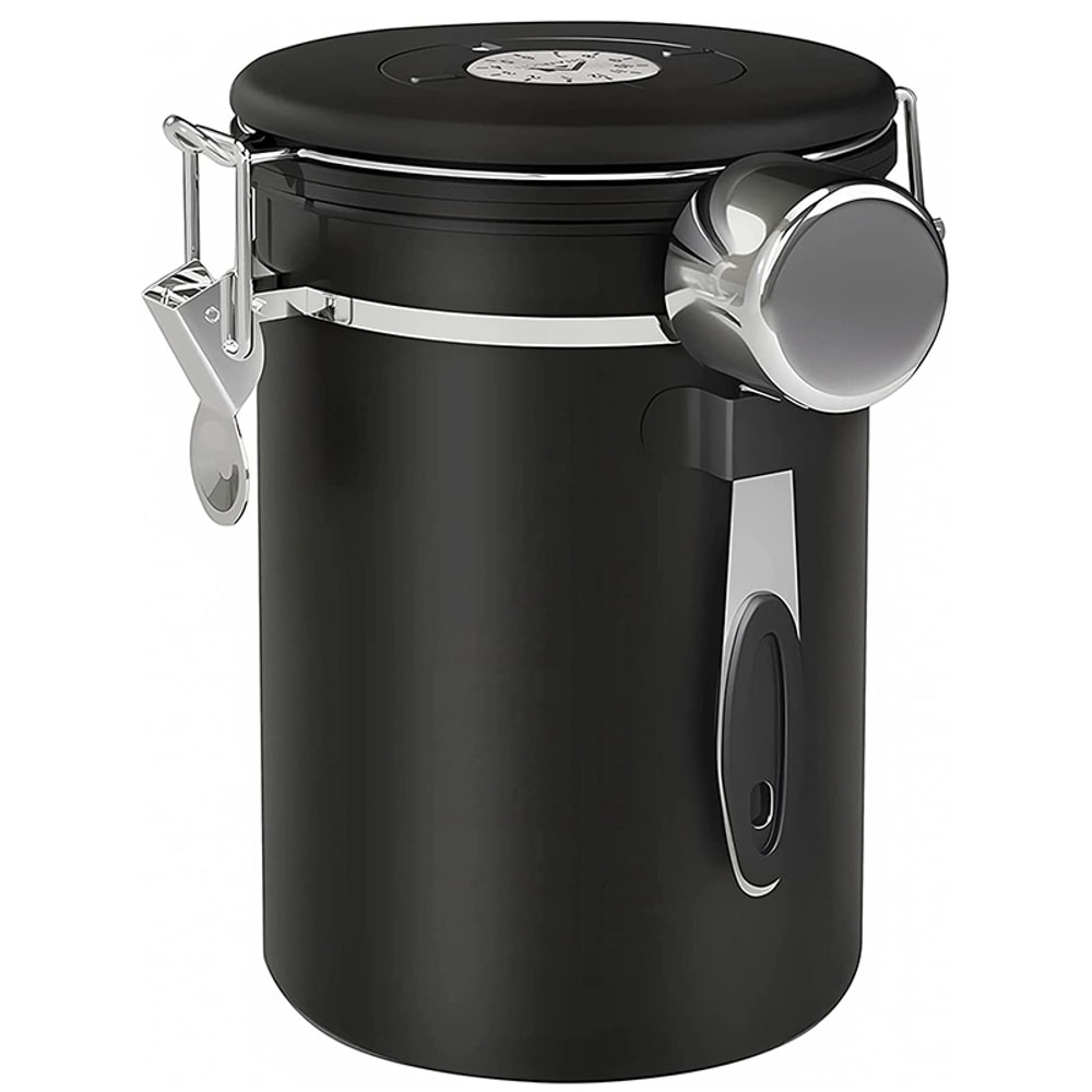 Stainless Steel Coffee Canister for Ground Coffee with Scoop Airtight Storage for Beans, Sugar, Tea, and More