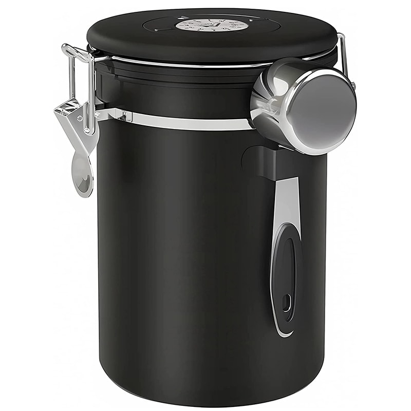 Stainless Steel Coffee Canister for Ground Coffee with Scoop Airtight Storage for Beans, Sugar, Tea, and More
