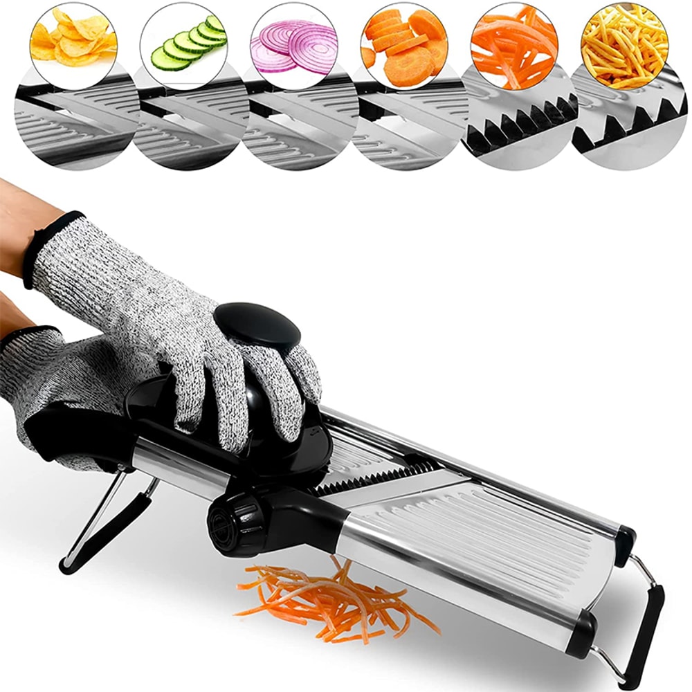 Adjustable Stainless Steel Mandoline Slicer Vegetable Chopper Cutter for Potatoes, Tomatoes, Onions & Carrots