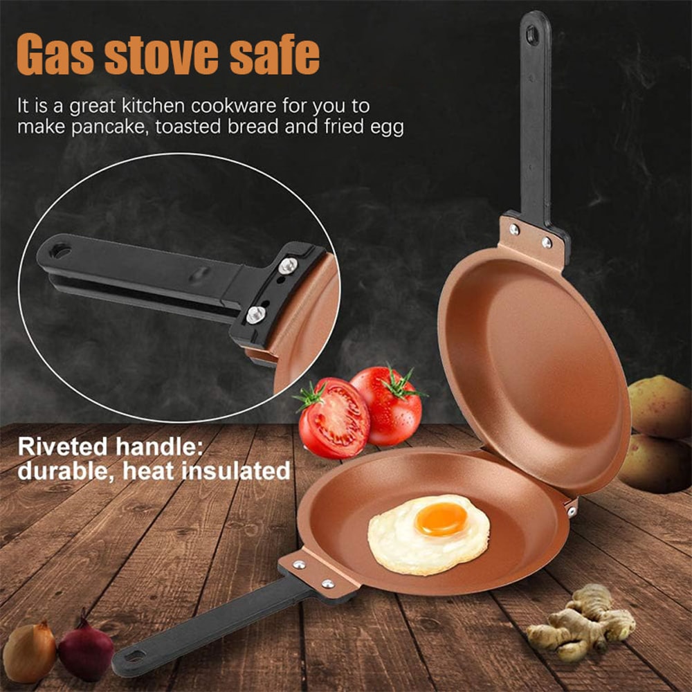 Non-stick Double Side Pancake Pan Ceramic Coating Flip Frying Pan for Eggs, Pancakes & Grilling